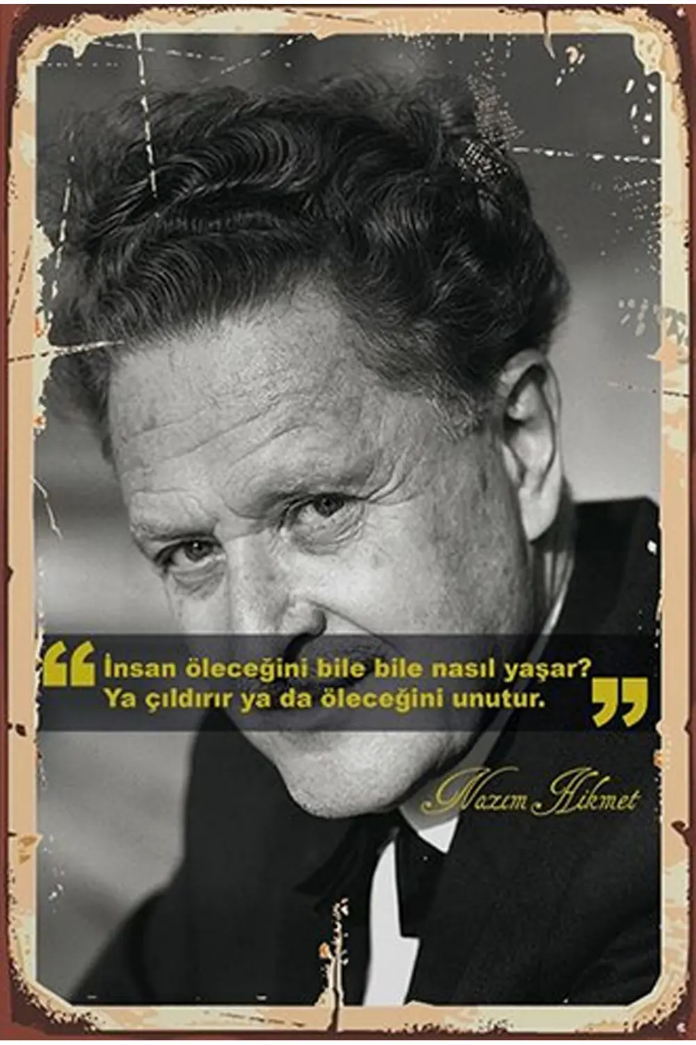Nazım Hikmet Tasarımlı Ahşap Poster