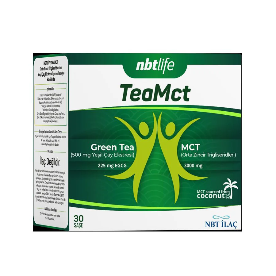 NBT Life TeaMCT Orta Zincirli Trigliserid ve Yeşil Çay içerikli 30 Saşe NBT Life TeaMCT Orta Zincirli Trigliserid ve Yeşil Çay içerikli 30 Saşe