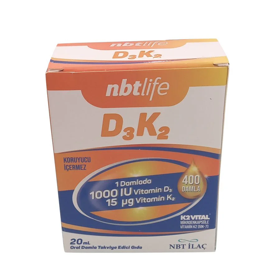 NBTLife D3K2 Vitamin D3 Vitamin K2 20ml Oral Damla NBTLife D3K2 Vitamin D3 Vitamin K2 20ml Oral Damla
