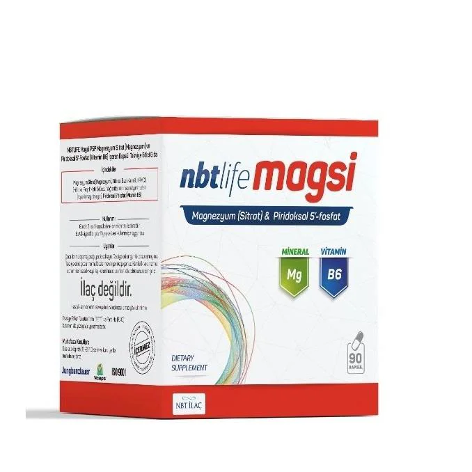 NBTLife Magsi -Magnezyum Sitrat + Piridoksal 5 Fosfat 90 Kapsül NBTLife Magsi -Magnezyum Sitrat + Piridoksal 5 Fosfat 90 Kapsül
