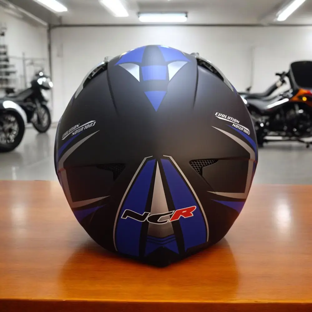 NCR-158 ÇENE AÇILIR GÖZLÜKLÜ E-CE BELGELİ KASK MAVİ GRAFİK