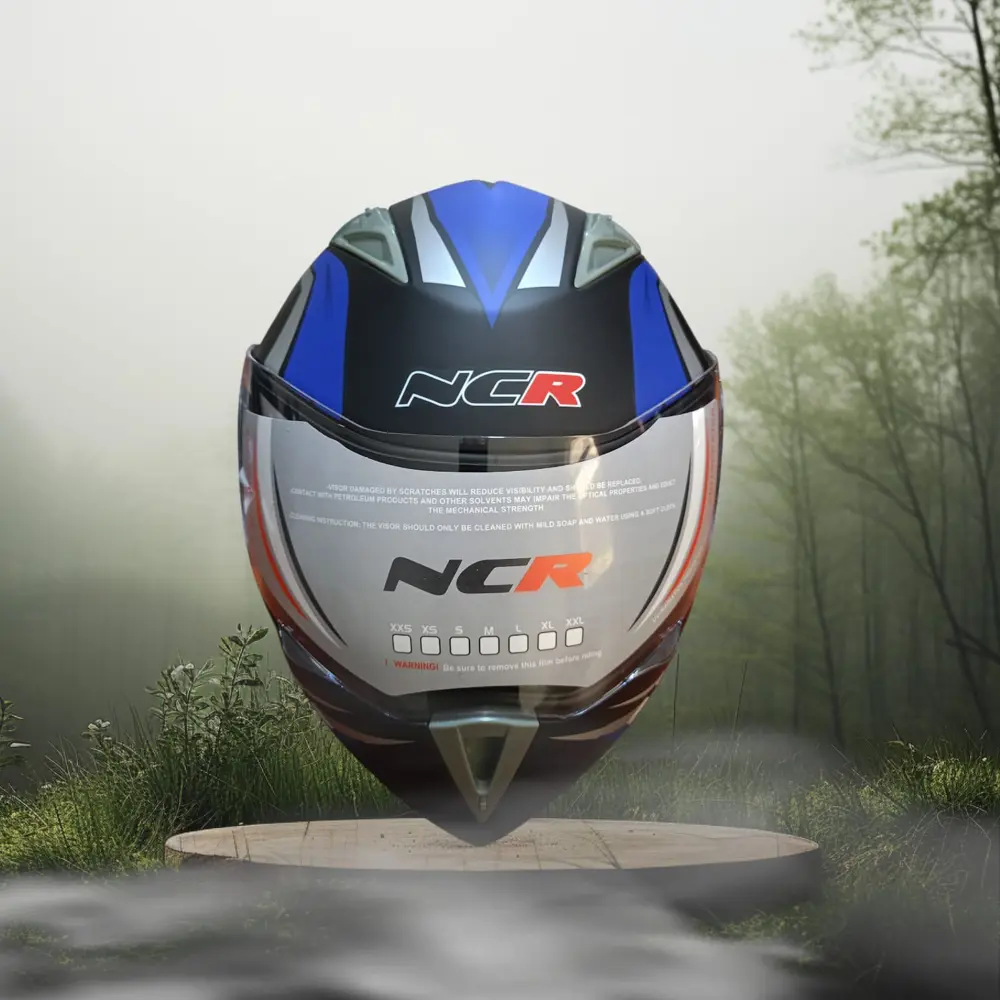 NCR-158 ÇENE AÇILIR GÖZLÜKLÜ E-CE BELGELİ KASK MAVİ GRAFİK