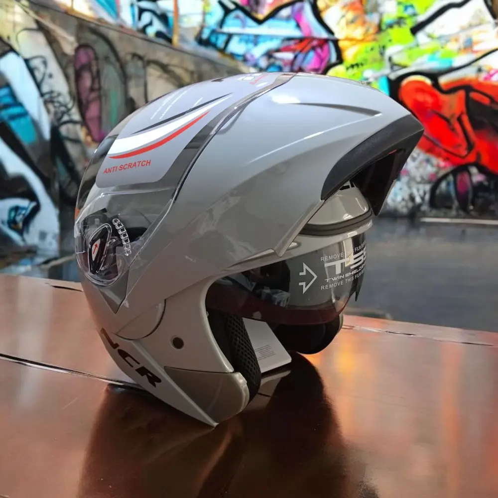 NCR-158 ÇENE AÇILIR GÖZLÜKLÜ E-CE BELGELİ KASK NARDO GRİ