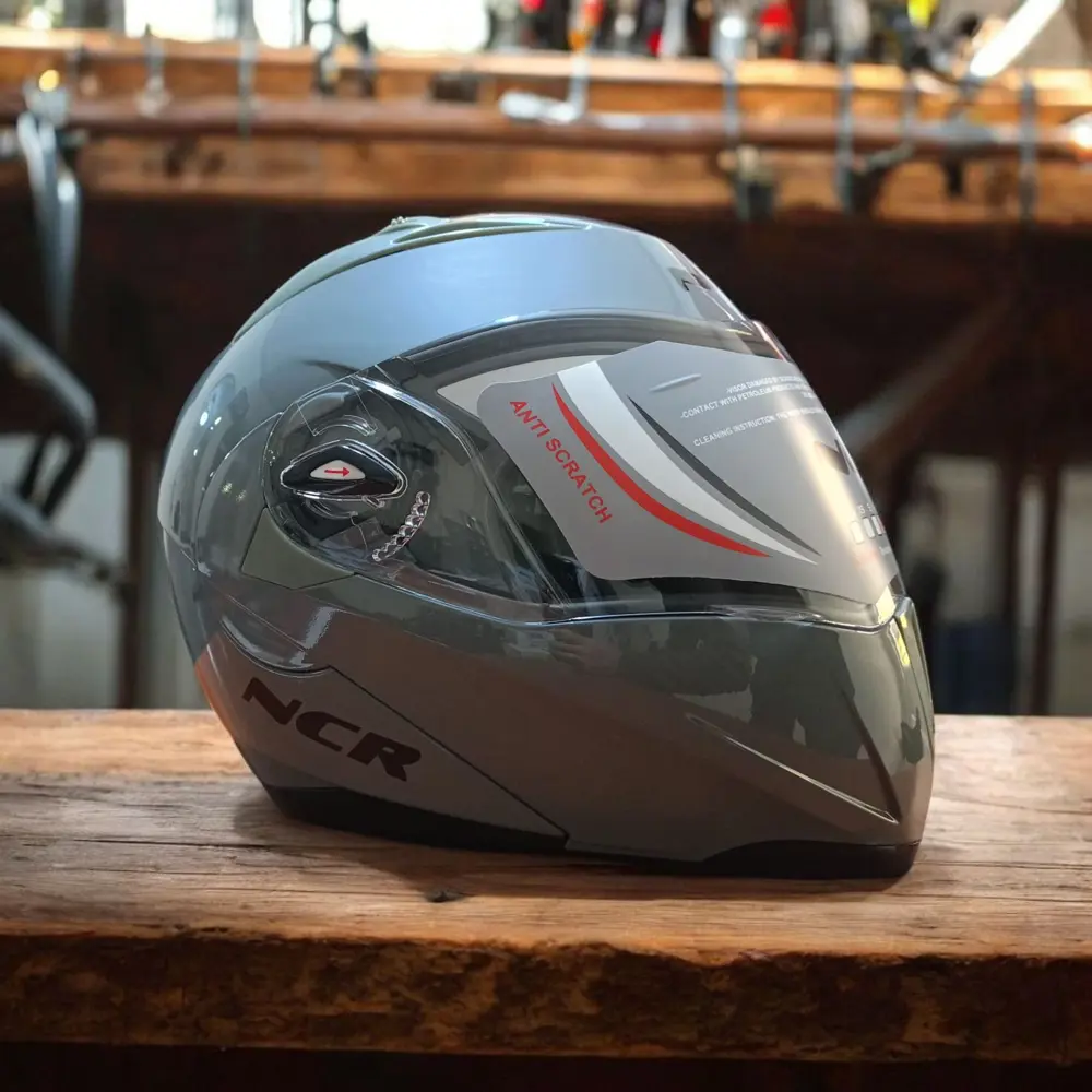 NCR-158 ÇENE AÇILIR GÖZLÜKLÜ E-CE BELGELİ KASK NARDO GRİ