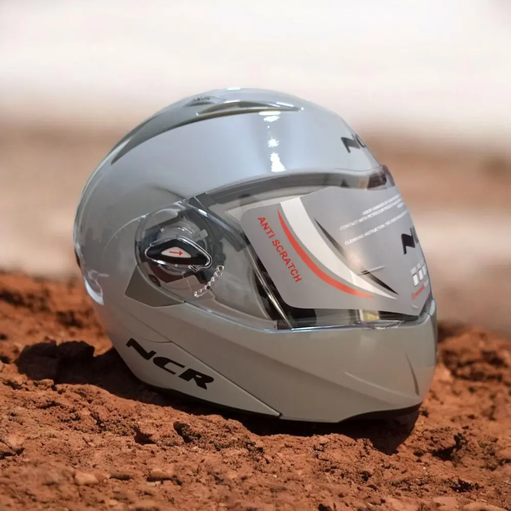 NCR-158 ÇENE AÇILIR GÖZLÜKLÜ E-CE BELGELİ KASK NARDO GRİ