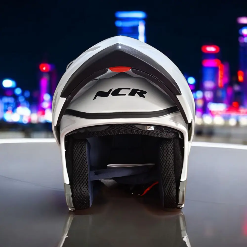 NCR-158 ÇENE AÇILIR GÖZLÜKLÜ E-CE BELGELİ KASK PARLAK BEYAZ