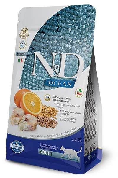 ND Düşük Tahıllı Ocean Morina Balıklı Portakallı Kedi Maması 1,5 