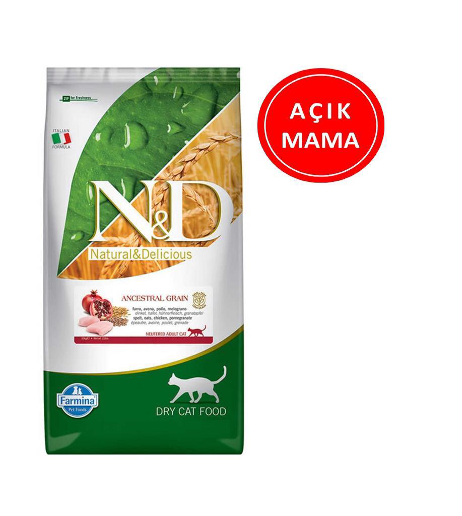 ND Düşük Tahıllı Tavuk Etli ve Narlı Kedi Maması 1 Kg AÇIK
