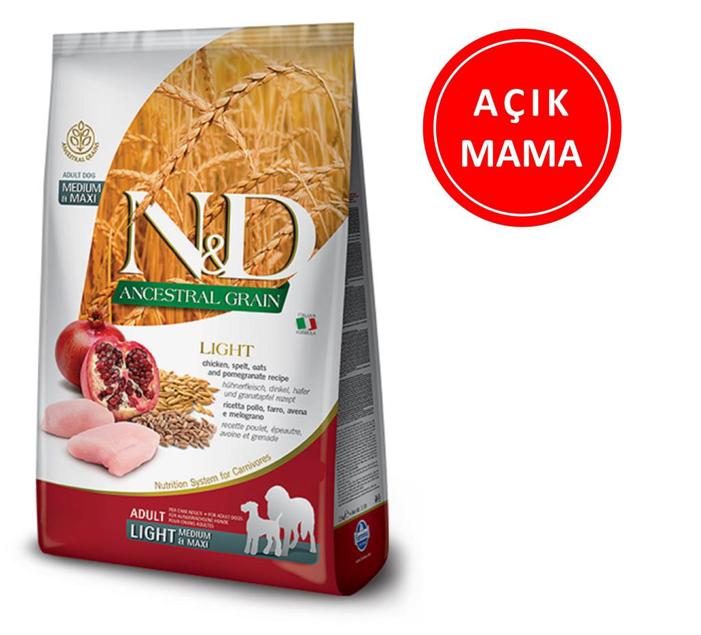 ND Düşük Tahıllı Light Medium Maxi Tavuklu Narlı Köpek Maması 1 K