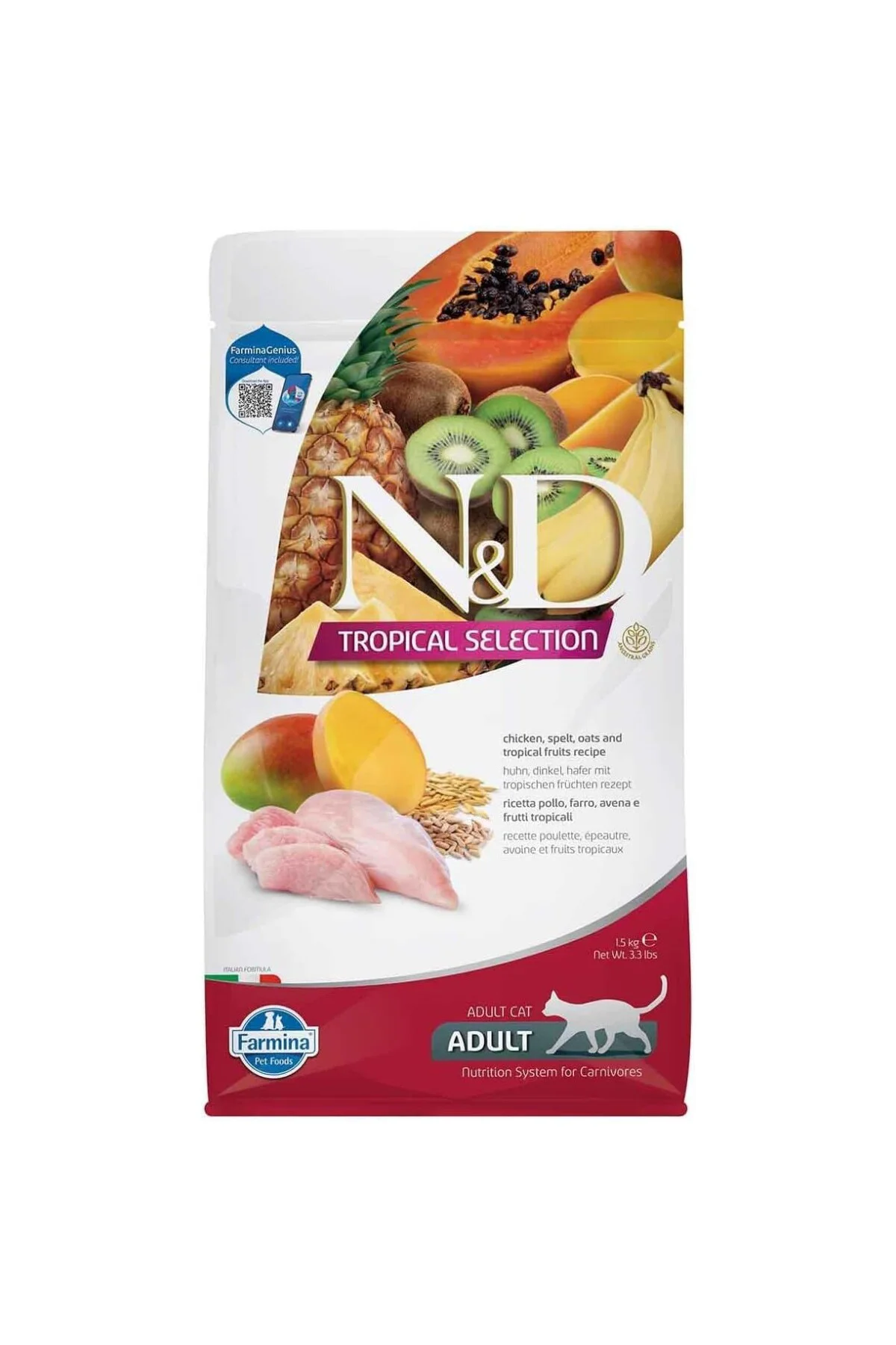 Nd N&D Tropical Selection Tavuklu Ve Tropikal Meyveli Yetişkin Kedi Maması 1,5 Kg