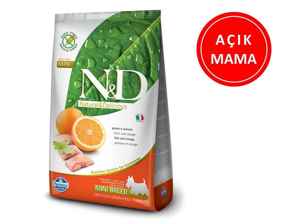 N&D Nd Tahilsiz Balikli Portakalli Yetişkin Mini İrk Köpek Mamasi 1 K