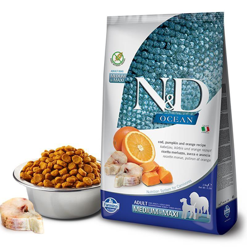 ND Tahılsız Ocean Balkabaklı Morina Balıklı Medium Maxi Köpek Mam