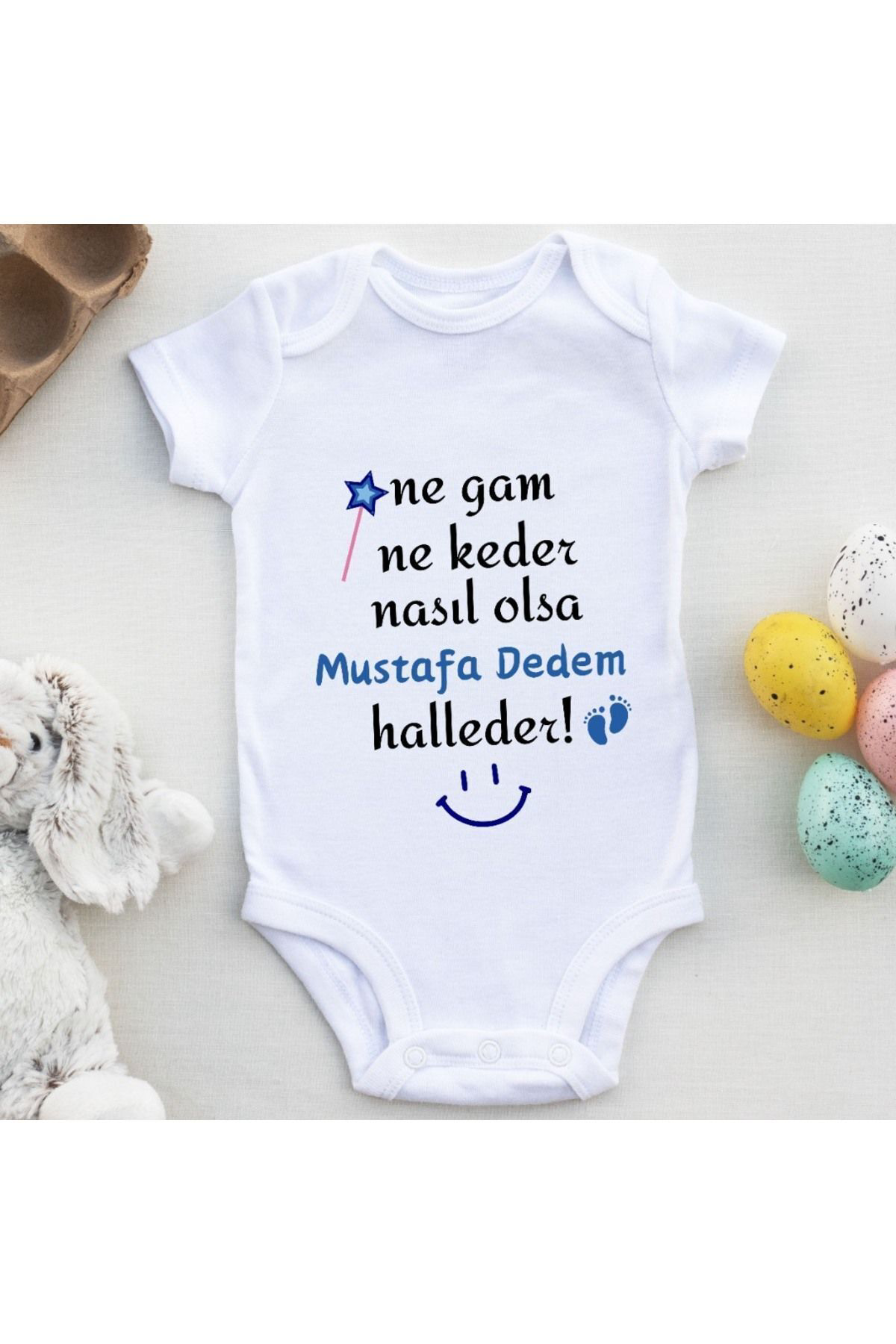 Ne Gam Ne Keder Nasıl Olsa Halleder Yazılı Erkek Bebek Zıbın