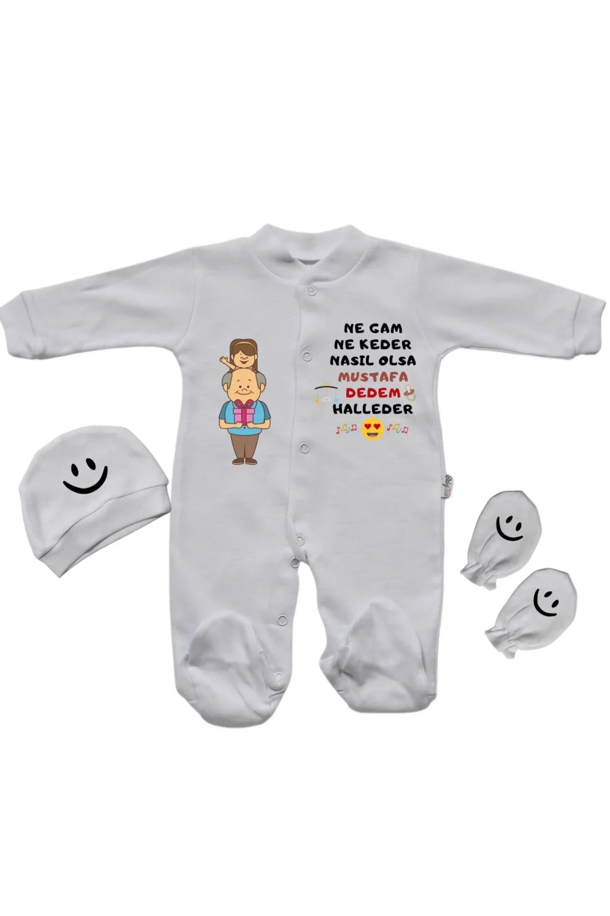 Ne Gam Ne Keder Nasıl Olsa Dedem Halleder Yazılı Kişiye Özel Kız Bebek Tulum