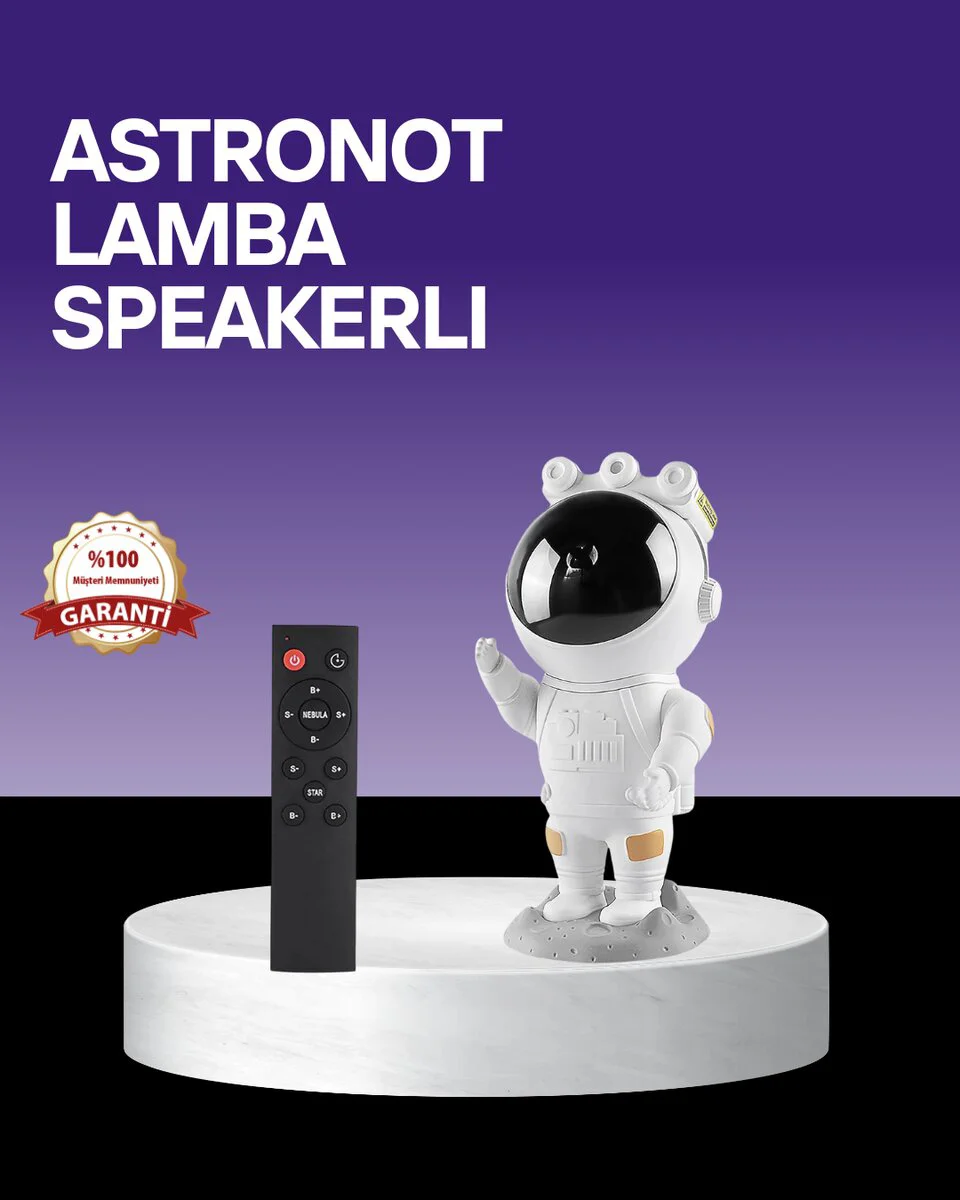Nebula ve Yıldız Projeksiyon Lambası - Bluetooth Sesli Uyku Işıkları ve Astronot Efekti