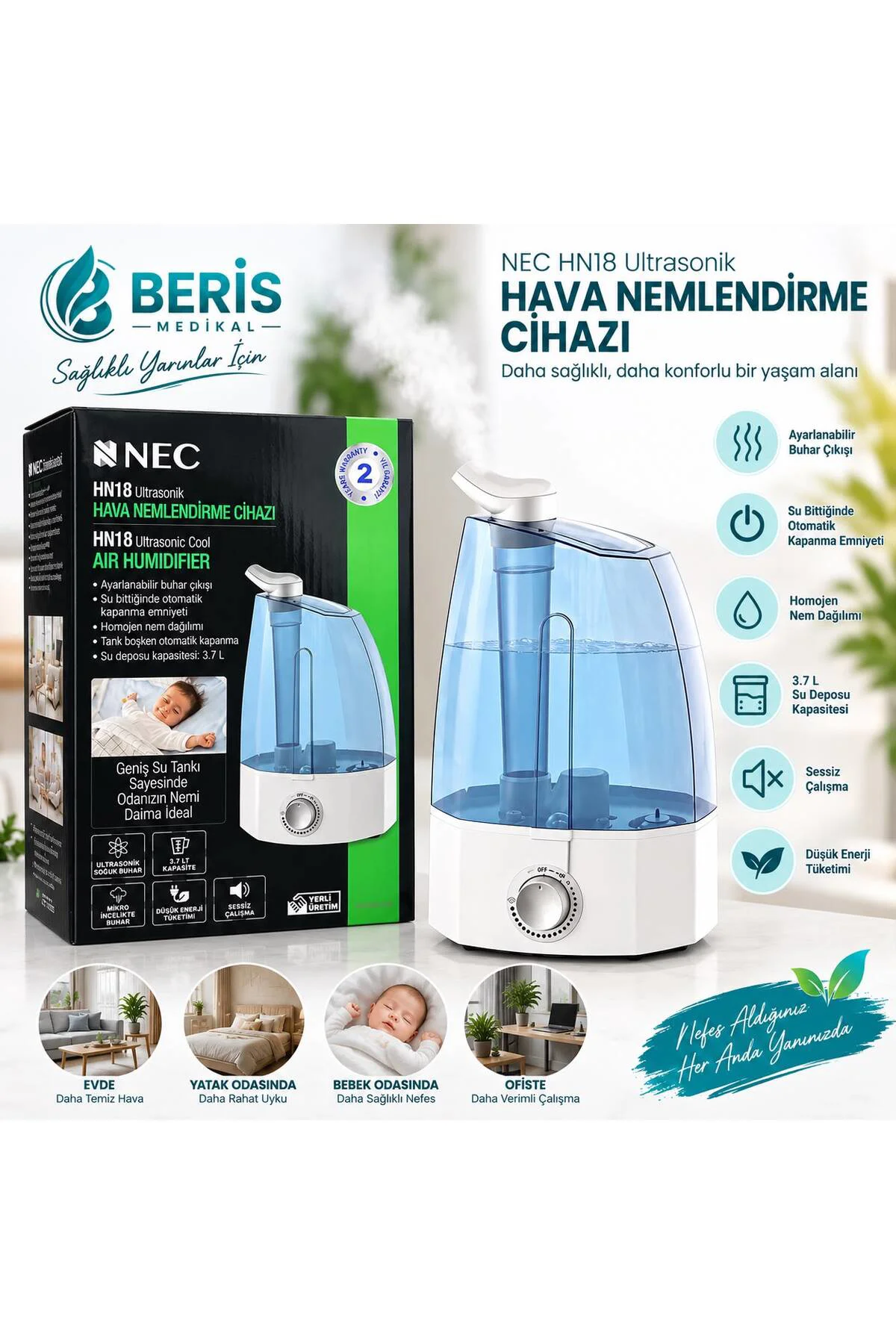 Nec HN18 Ultrasonik Hava Nemlendirme Cihazı