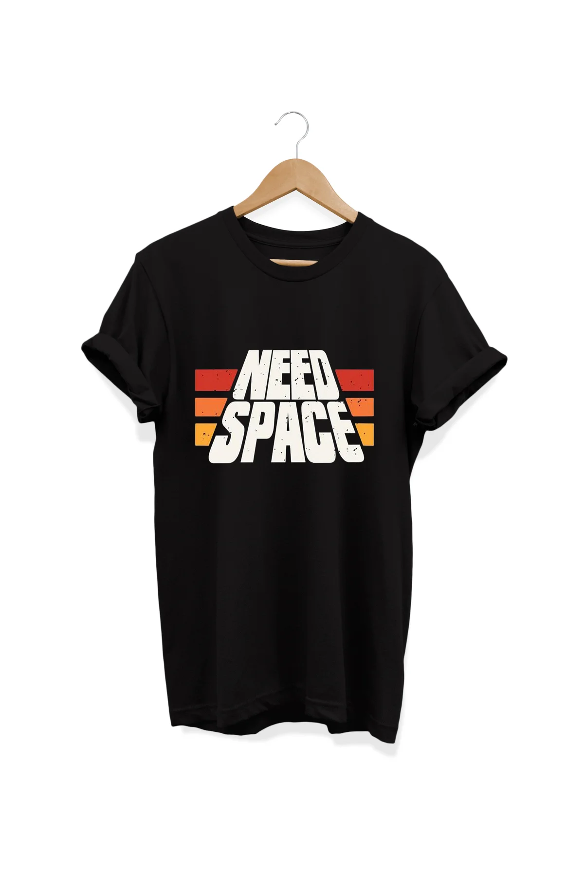 , Need Space Baskılı, %100 Pamuk, Bisiklet Yaka, Oversize T-shirt