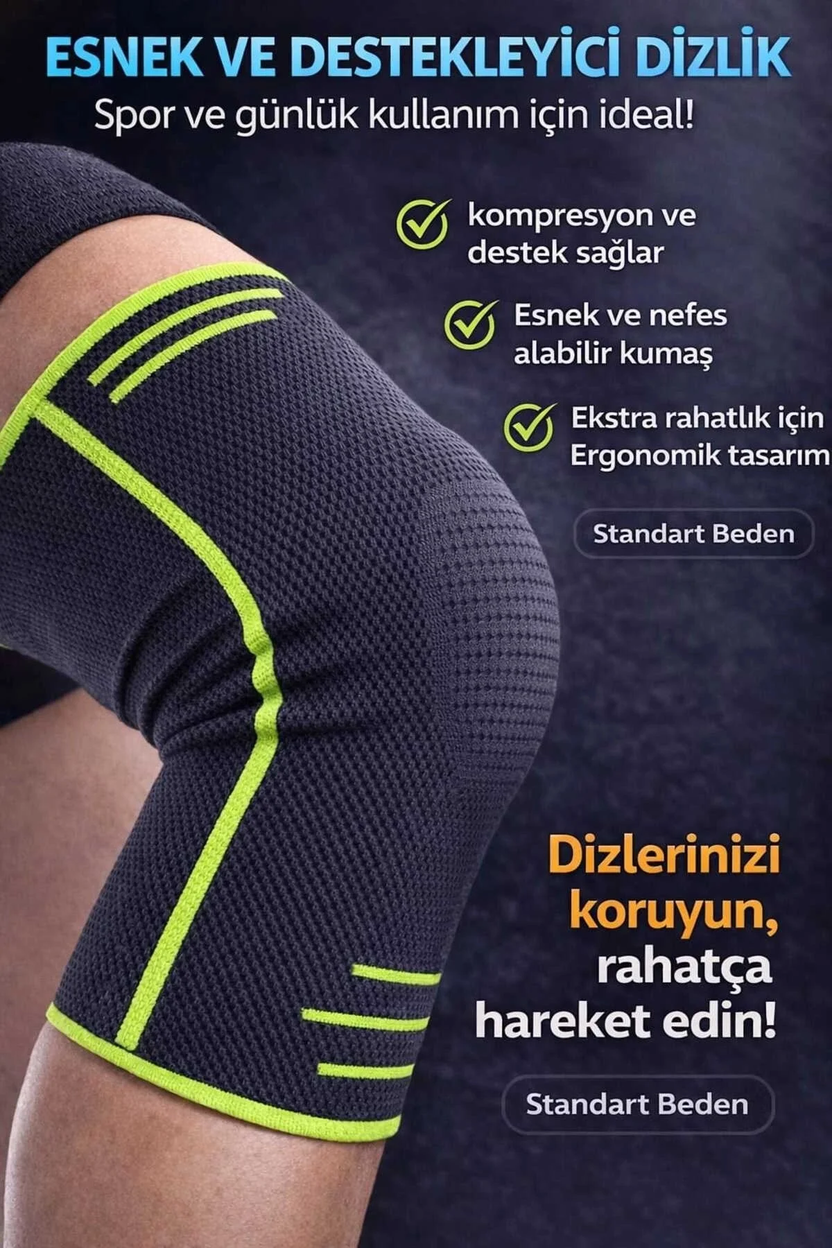 Nefes Alan Ortopedik Sporcu Dizlik Esnek Diz Koruyucu Günlük ve Antrenman Kullanımı