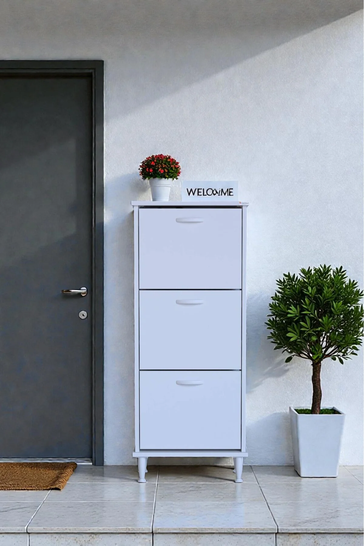 Nefes Ayaklı 52 cm Ayakkabılık Kapı Önü/Antre 3 Düşer Kapaklı Bey Nefes Ayaklı 52 cm Ayakkabılık Kapı Önü/Antre 3 Düşer Kapaklı Bey