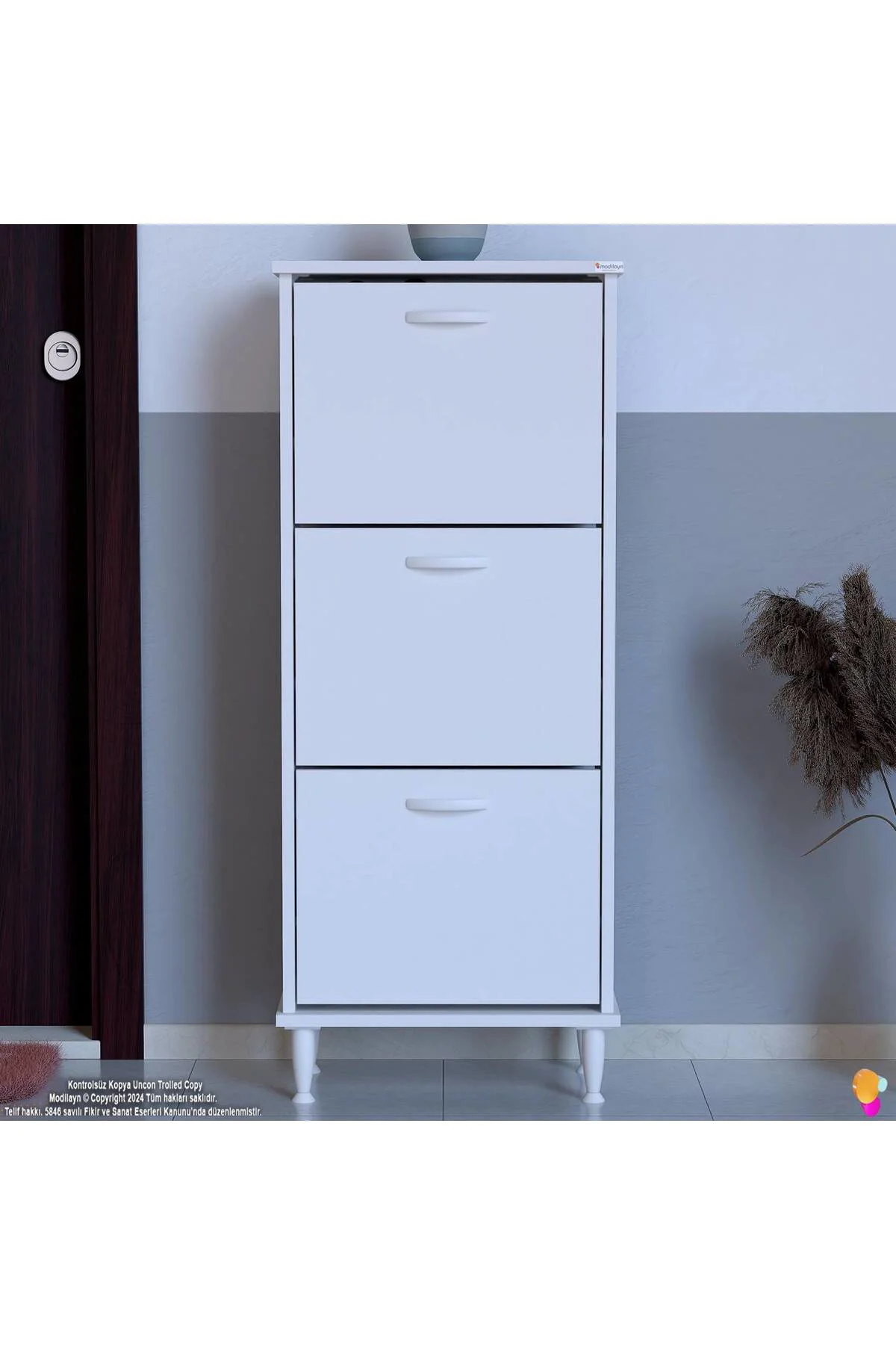 Nefes Ayaklı 52 cm Ayakkabılık Kapı Önü/Antre 3 Düşer Kapaklı Bey Nefes Ayaklı 52 cm Ayakkabılık Kapı Önü/Antre 3 Düşer Kapaklı Bey