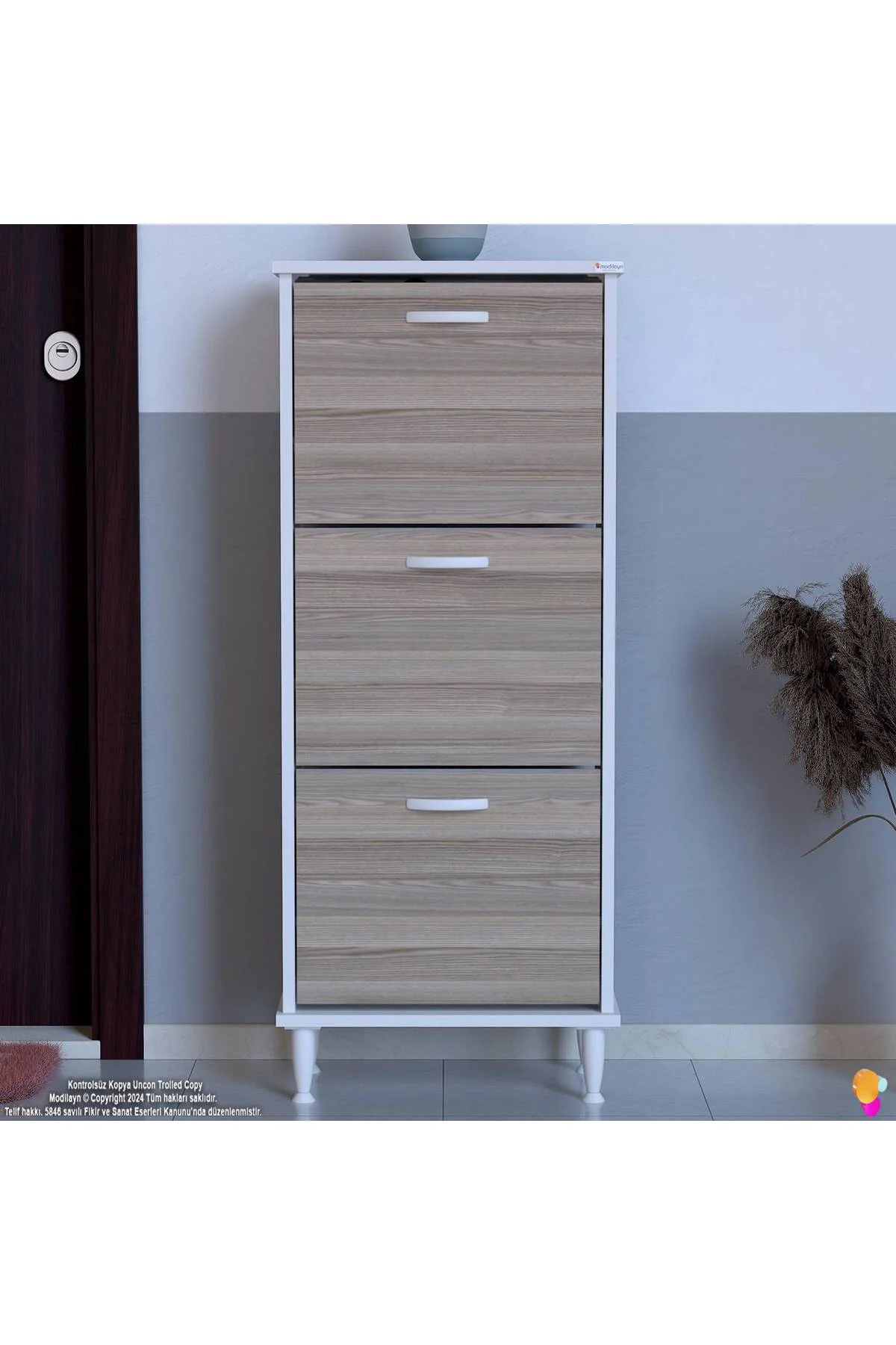Nefes Ayaklı 52 cm Ayakkabılık Kapı Önü/Antre 3 Düşer Kapaklı Cor Nefes Ayaklı 52 cm Ayakkabılık Kapı Önü/Antre 3 Düşer Kapaklı Cor