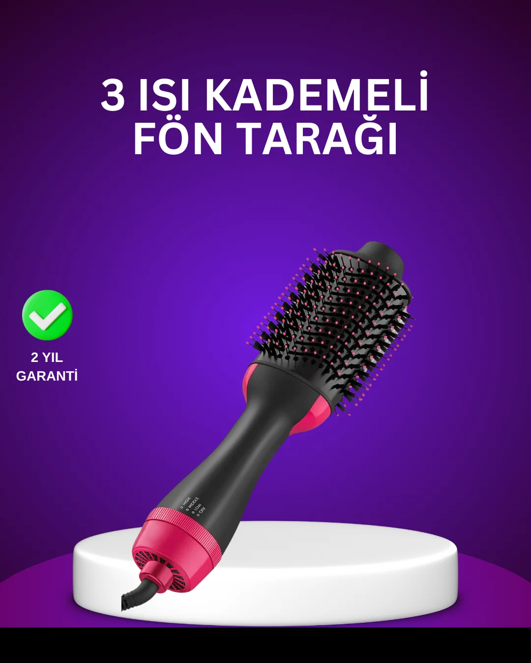 Negatif İyon Teknolojili Saç Kurutma ve Şekillendirme Fırçası Negatif İyon Teknolojili Saç Kurutma ve Şekillendirme Fırçası