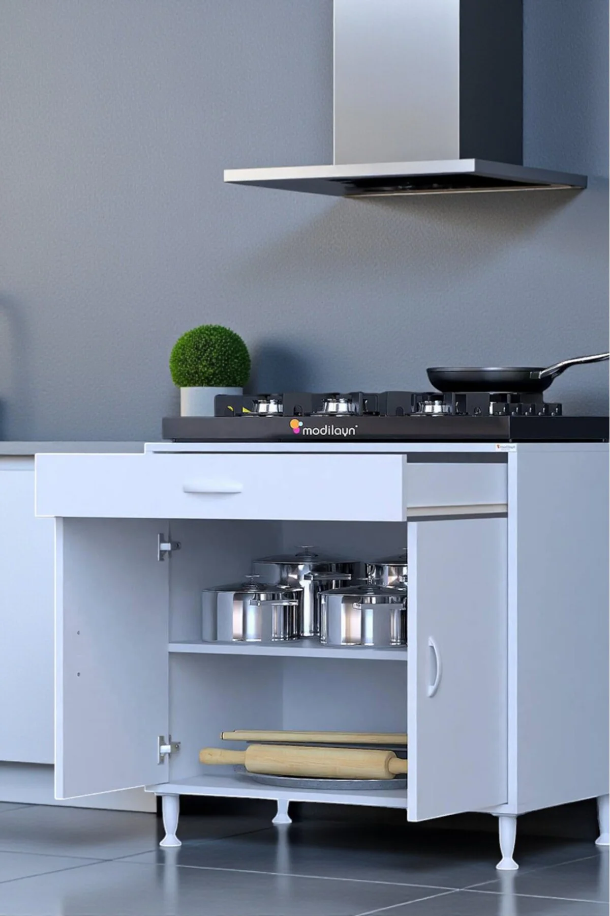 Nehir 75 cm Mutfak Dolabı Çok Amaçlı Ankastre Set Ocak Dolabı 75x