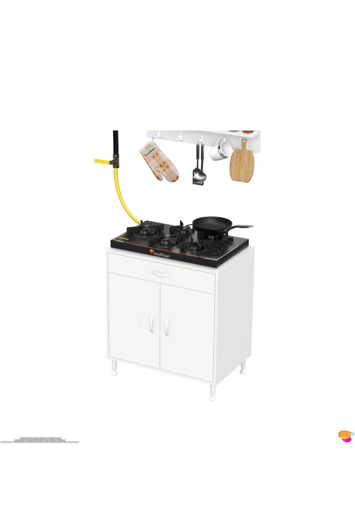 Nehir 80 cm Mutfak Dolabı Çok Amaçlı Ankastre Set Ocak Dolabı 80x