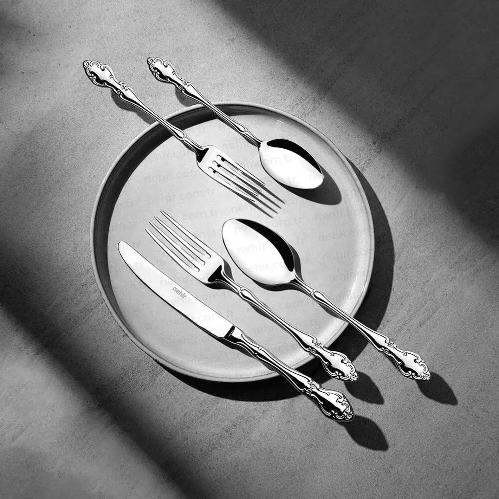 Nehir Adriana Sade 89 Parça 12 Kişilik Çatal Kaşık Bıçak Takımı