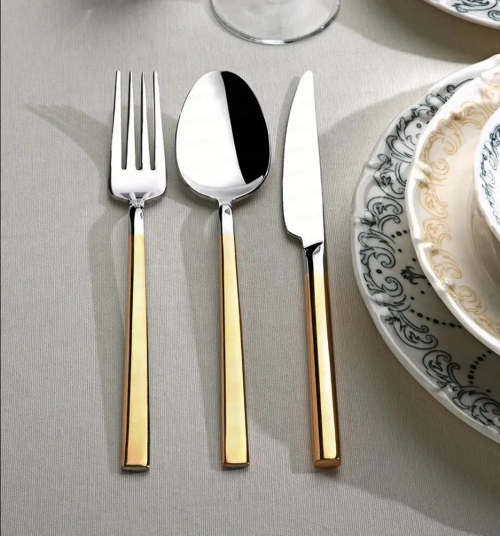 Nehir Dalyan Altın Sade 84 Parça Çatal Kaşık Bıçak Seti Nehir Dalyan Altın Sade 84 Parça Çatal Kaşık Bıçak Seti