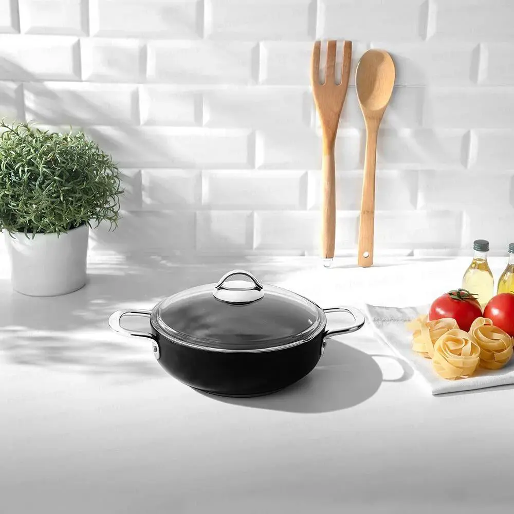Nehir Galaxy Titanium Sığ Karnıyarık Pilav Tencere 26 Cm Siyah
