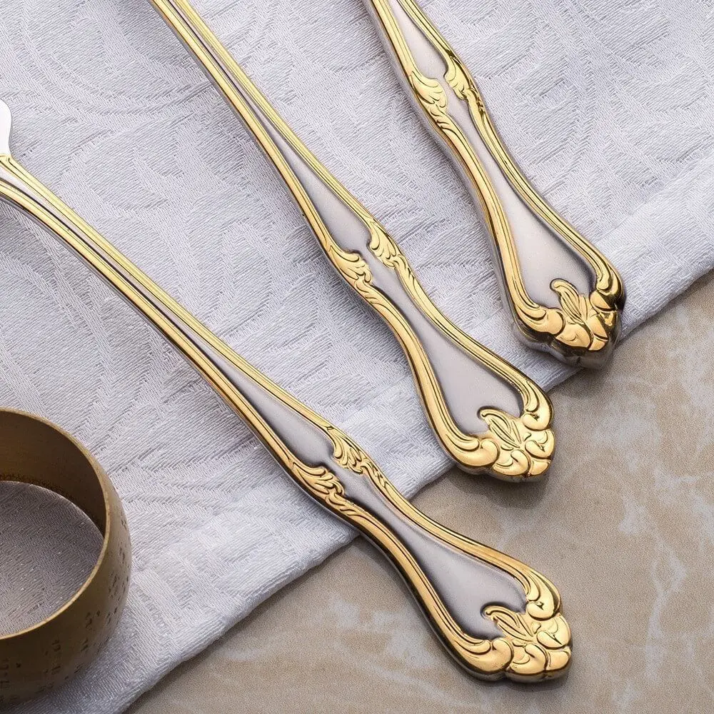 Nehir Lalezar Altın Sade 89 Parça Çatal Kaşık Bıçak Takımı