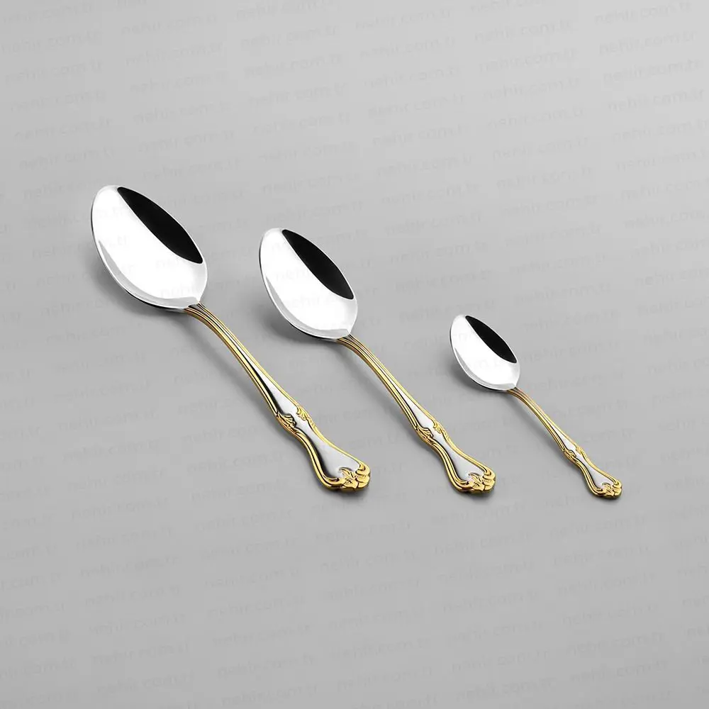 Nehir Lalezar Altın Sade 89 Parça Çatal Kaşık Bıçak Takımı