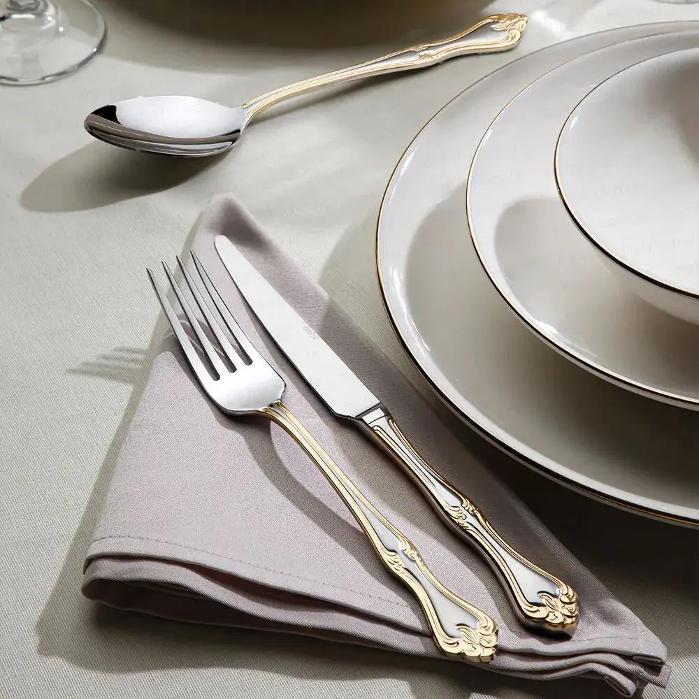 Nehir Lalezar Altın Saten 72 Parça Kutulu Çatal Kaşık Bıçak Takım