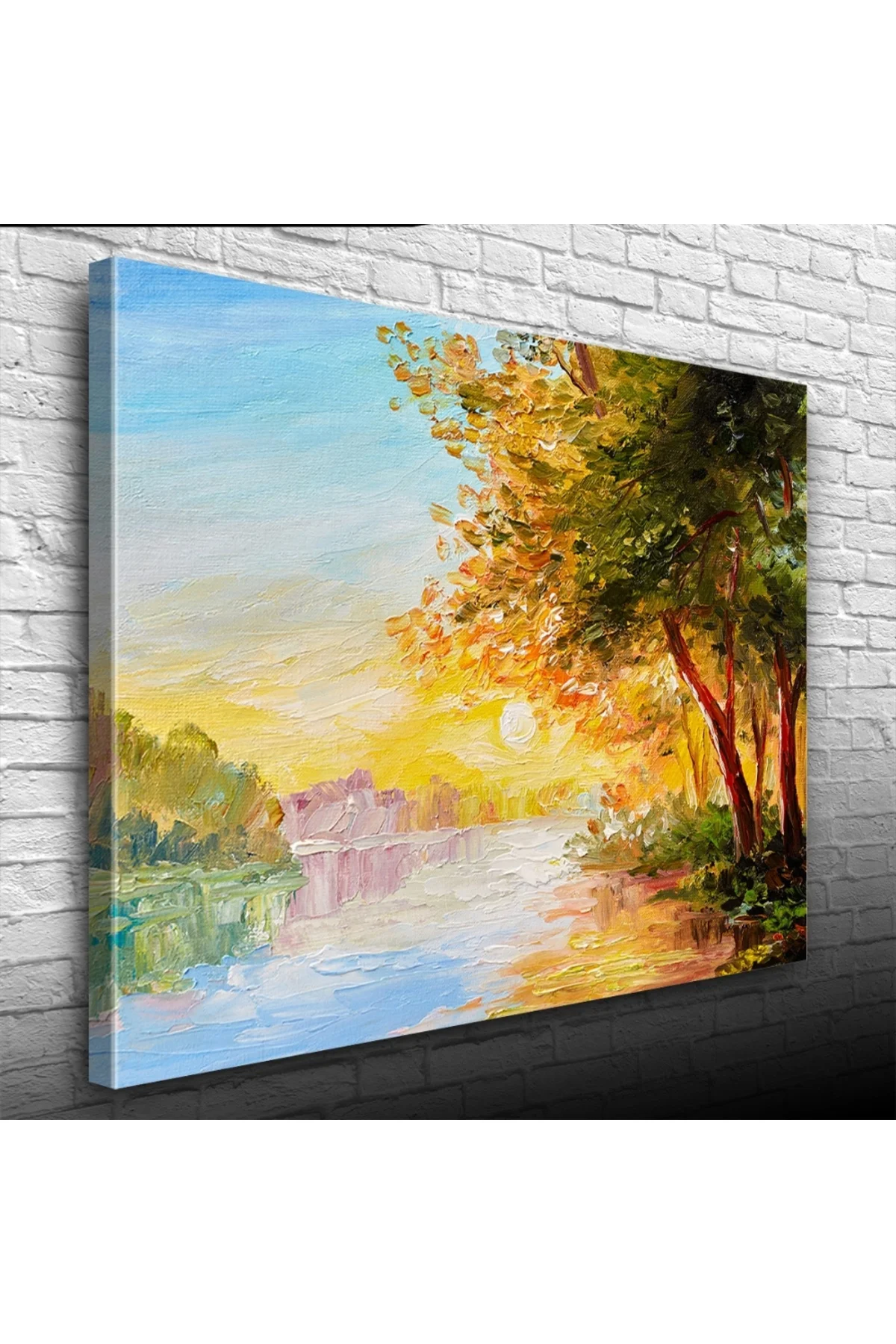 Nehirde Gün Doğumu Yağlıboya Kanvas Tablo 50 x 70