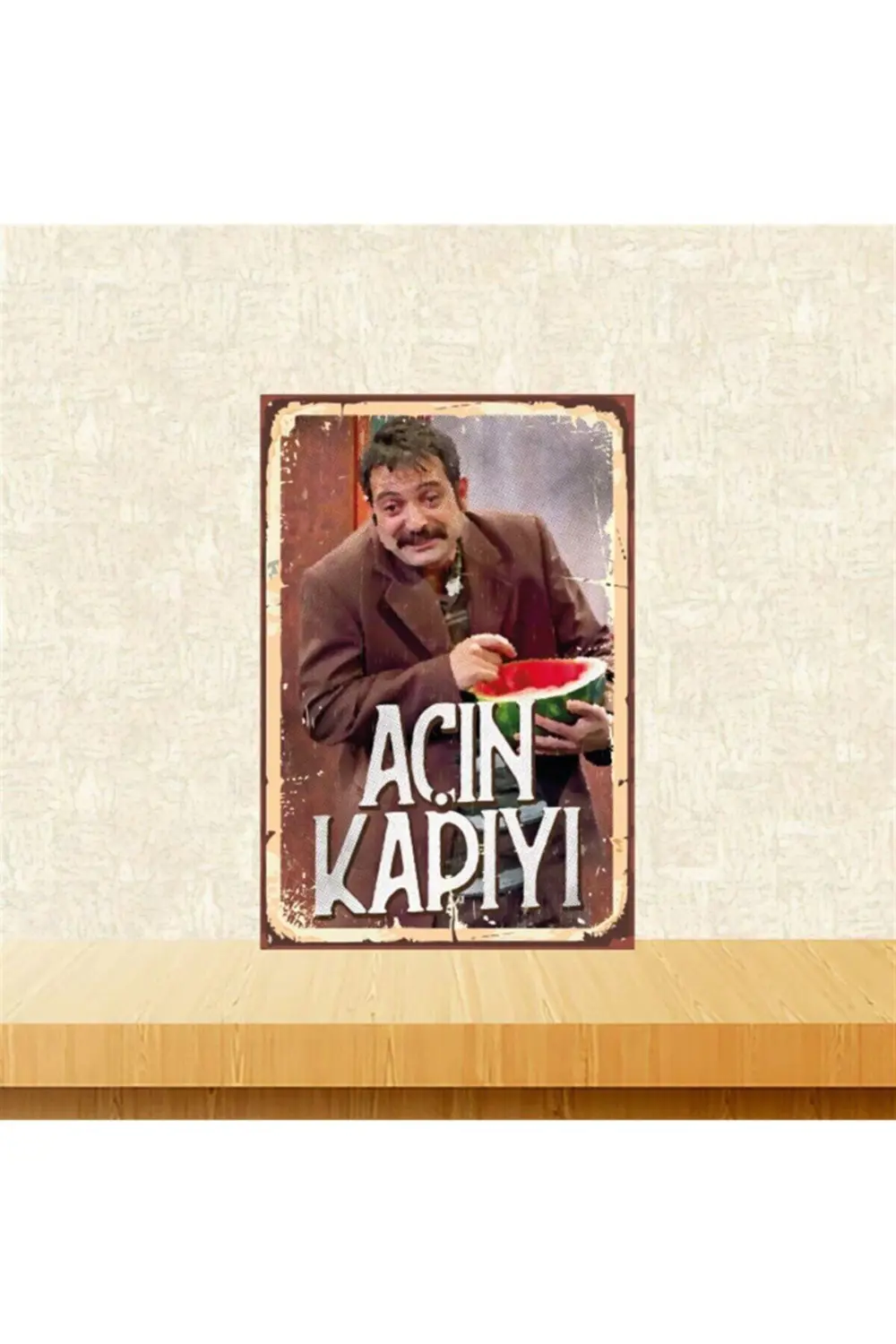 Nejdet Açın Kapıyı 20-30 Cm Retro Ahşap Poster Tkfx4488