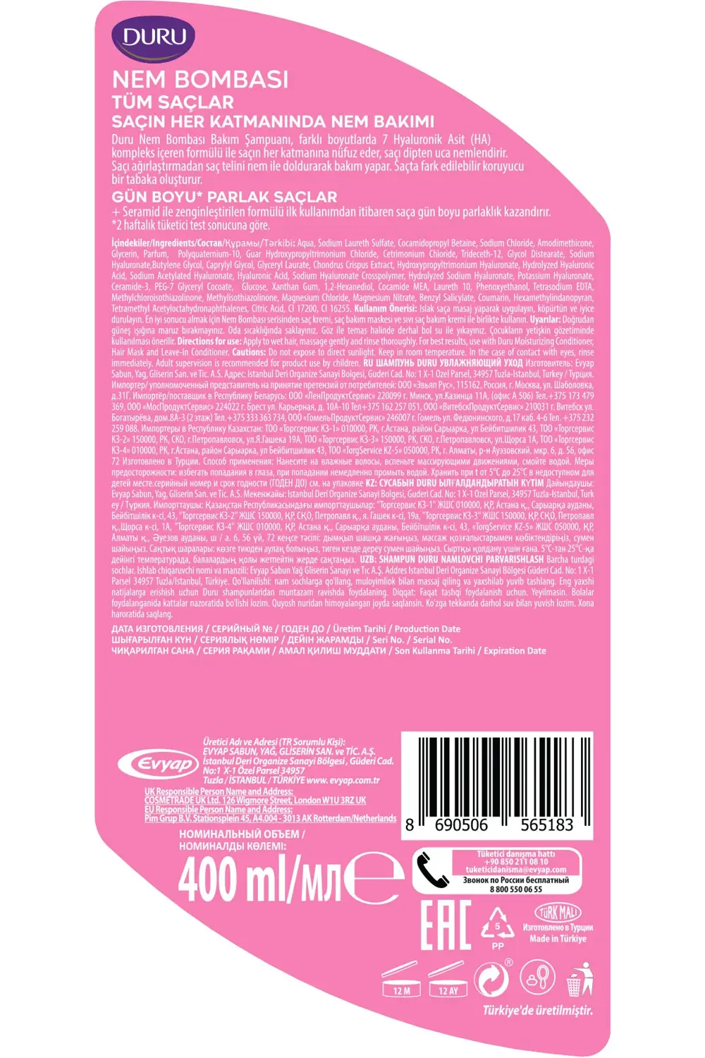 Nem Bombası Tüm Saçlar İçin Şampuan 400 Ml