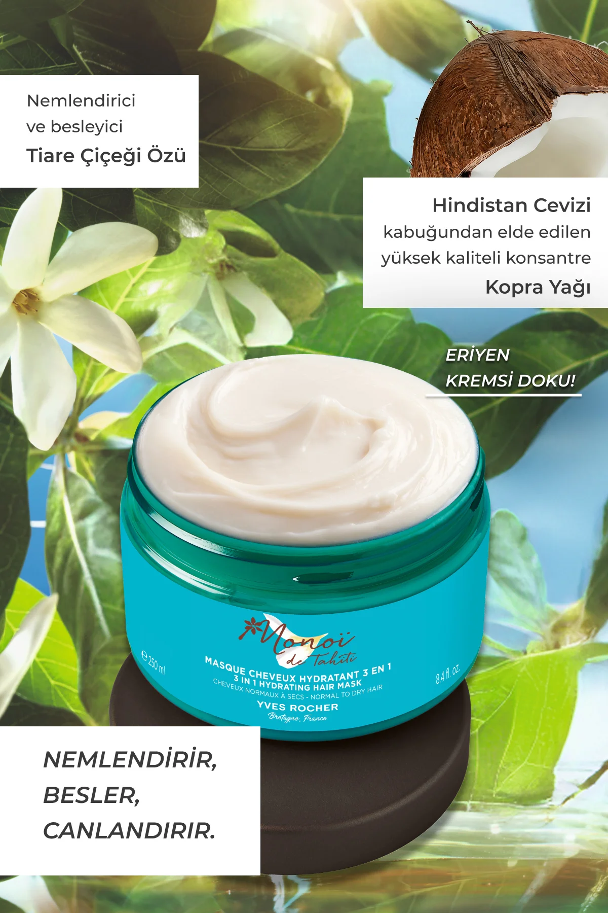 Nemlendirici 3’ü 1 Arada Prebiyotik Saç Maske – Normalden Kuruya 