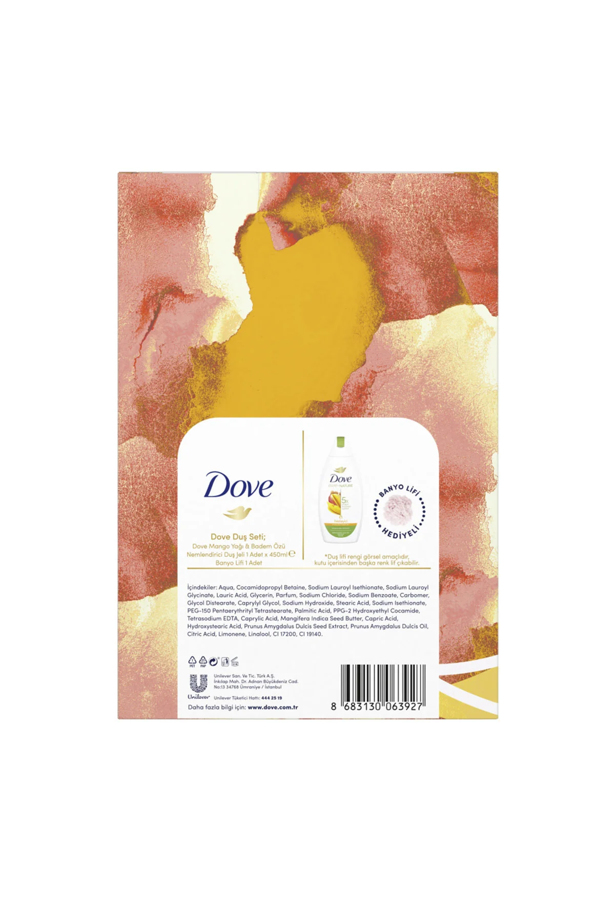 Nemlendirici Duş Jeli Mango Yağı & Badem Özü 450 ml + Duş Lifi