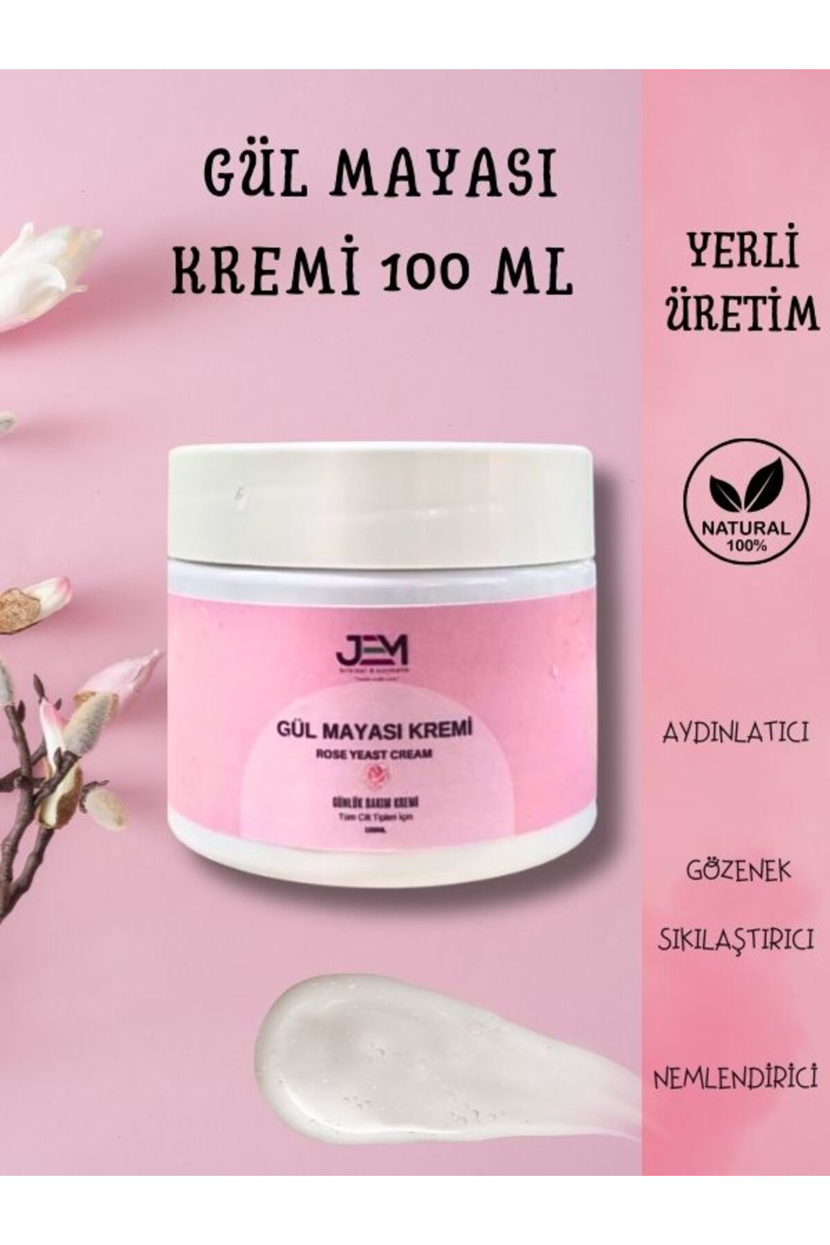 Jem Kozmetik Bitkisel Nemlendirici Gündüz Gül Kremi 100 Ml Gül Mayası Kremi Jem Kozmetik Bitkisel Nemlendirici Gündüz Gül Kremi 100 Ml Gül Mayası Kremi