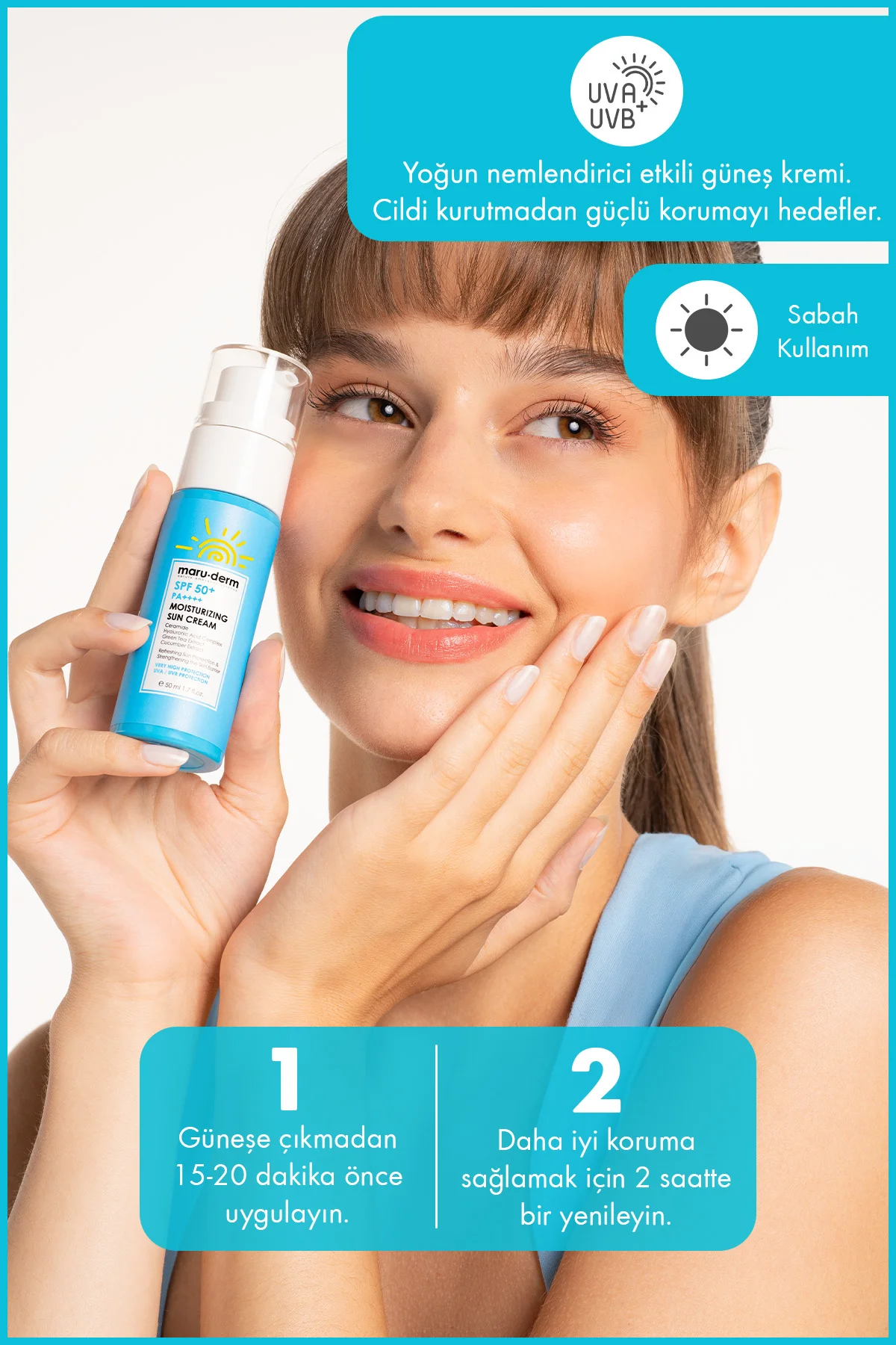 Nemlendirici Güneş Kremi SPF 50+ PA++++ | Yeni Nesil Kore Filtreli 50 ML Nemlendirici Güneş Kremi SPF 50+ PA++++ | Yeni Nesil Kore Filtreli 50 ML