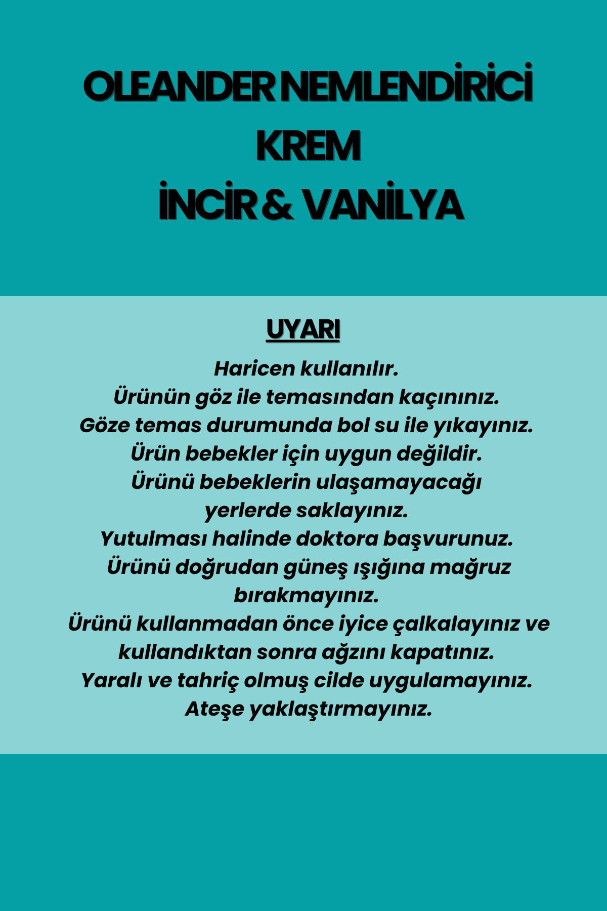 Oleander Nemlendirici Krem İncir Ve Vanilya Özlü El & Yüz & Vücut 50 Ml