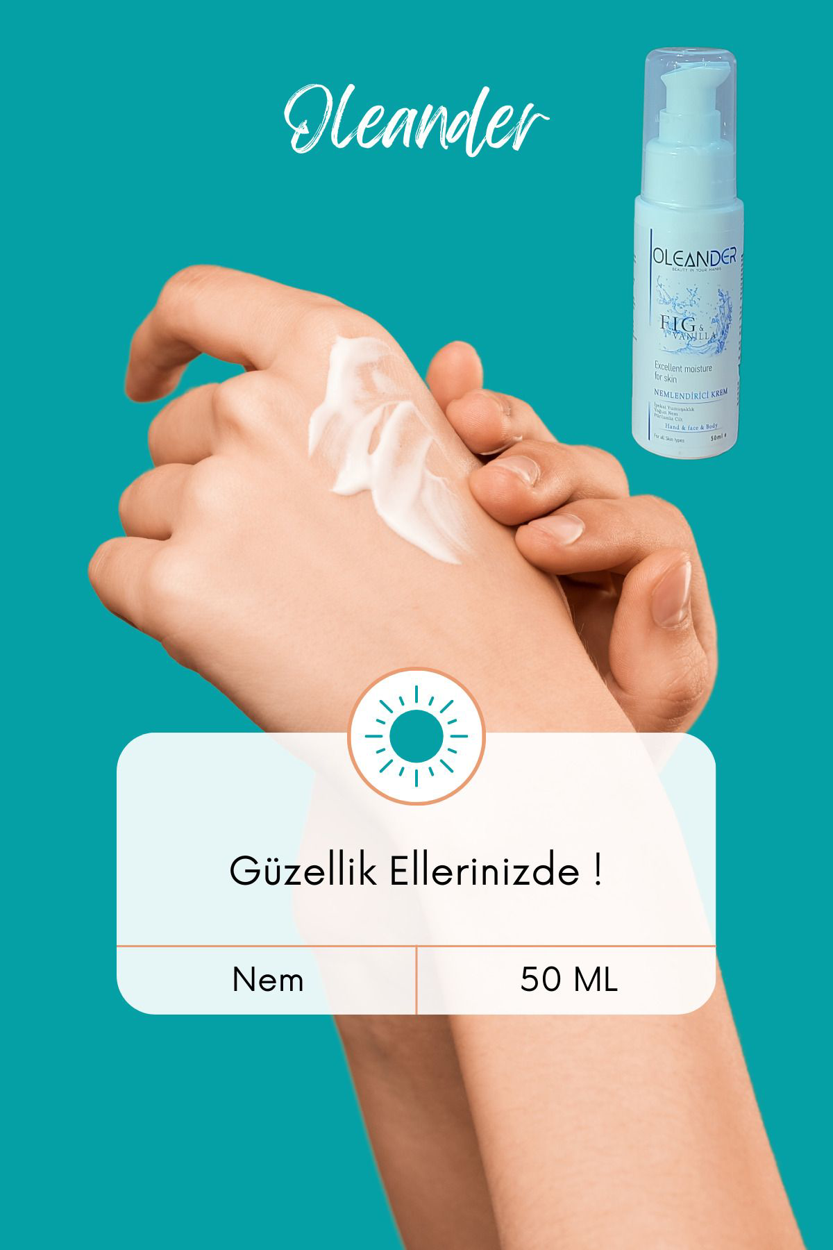 Oleander Nemlendirici Krem İncir Ve Vanilya Özlü El & Yüz & Vücut 50 Ml