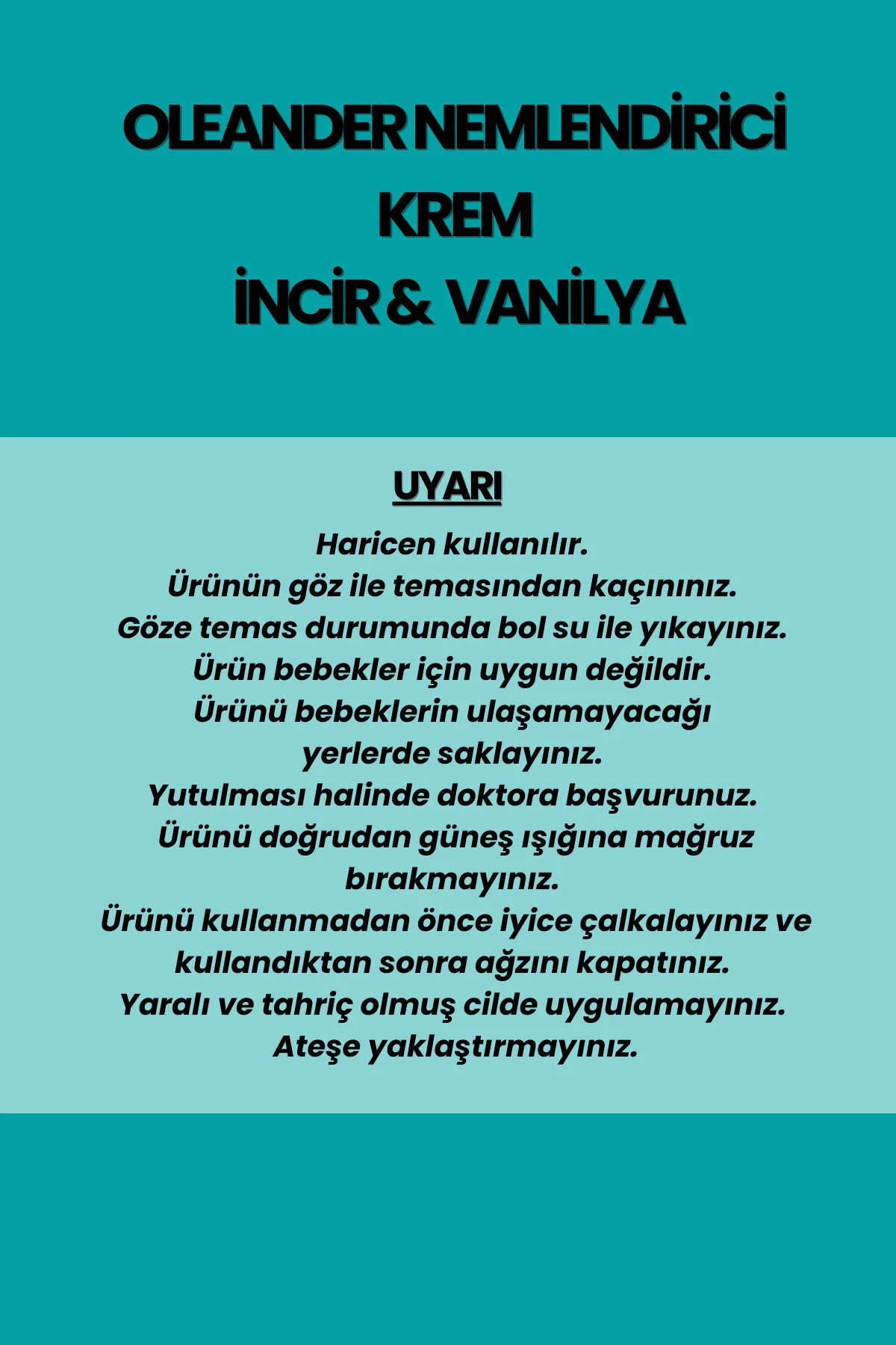 Nemlendirici Krem İncir ve Vanilya Özlü El & Yüz & Vücut 50 ml