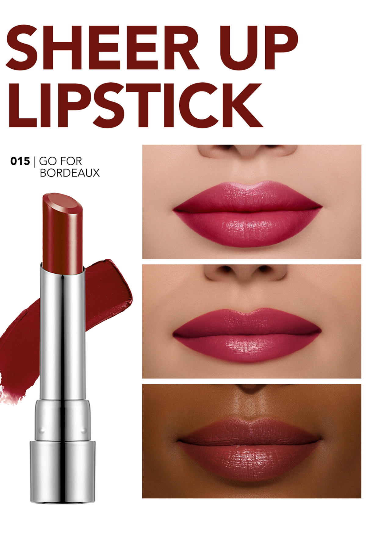 Flormar Nemlendirici Parlak Ruj - Sheer Up Lipstick - 015 Go For Bordeaux