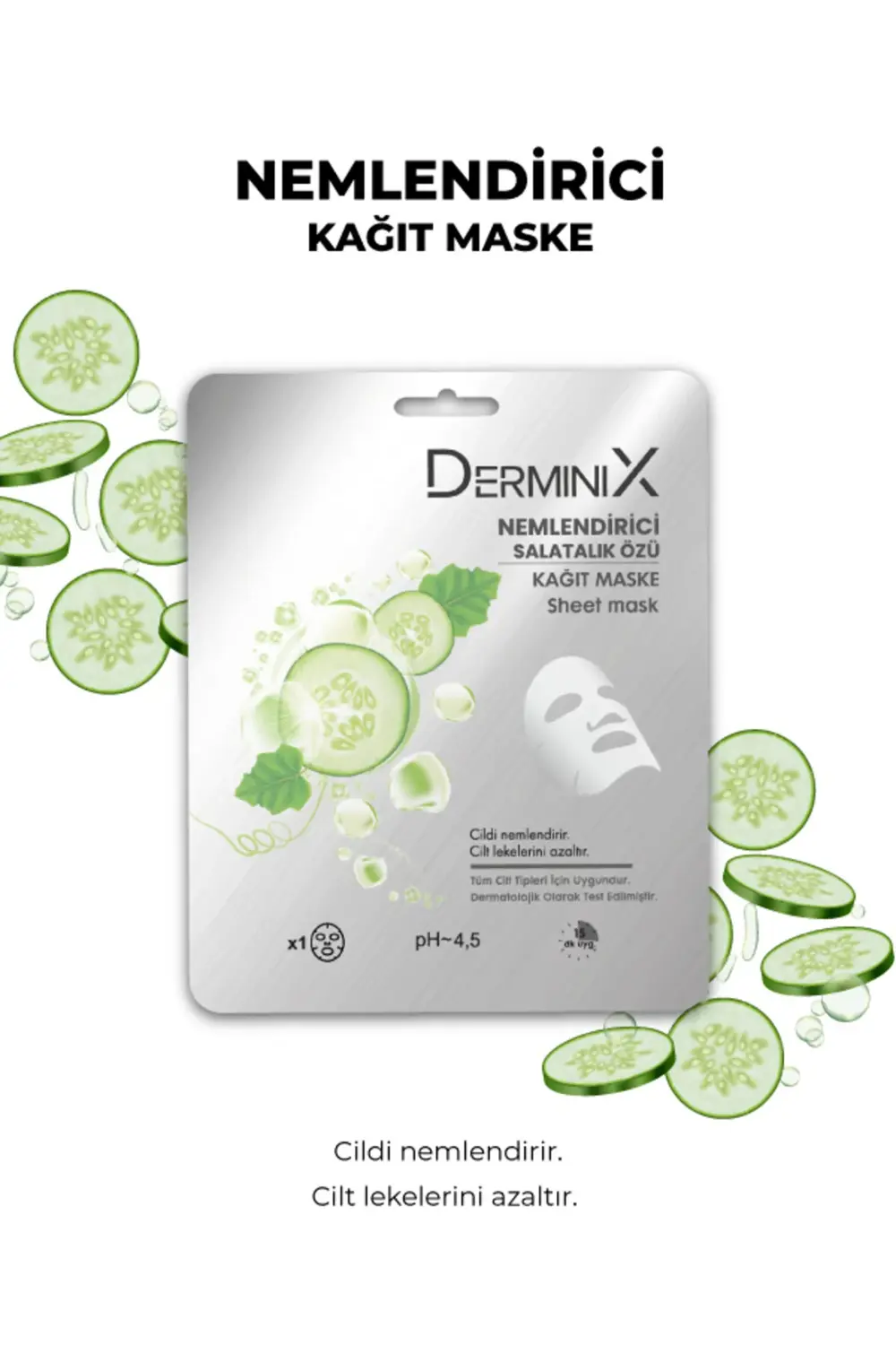 Nemlendirici Salatalık Özü Içeren Yüz Kağıt Maskesi
