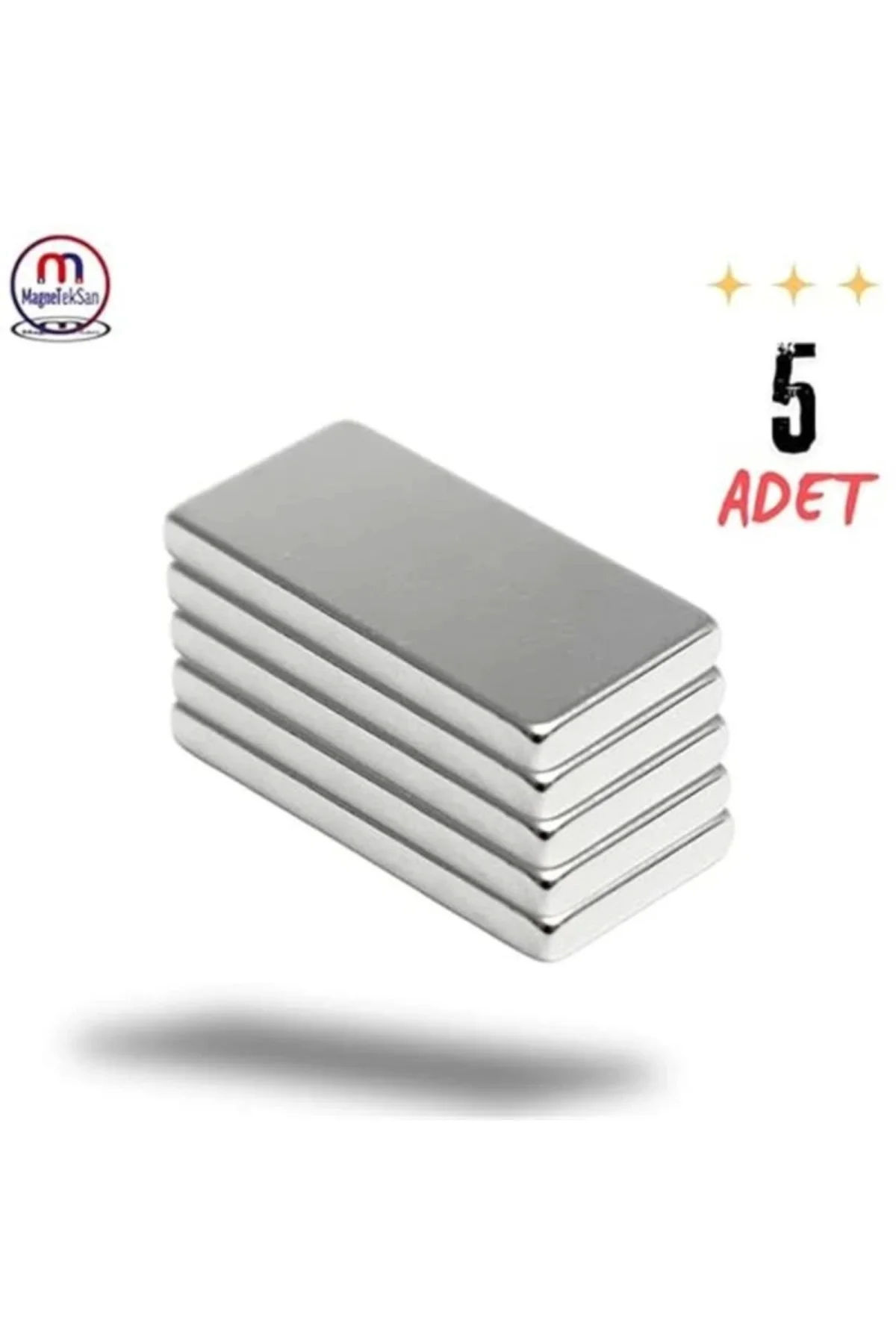 Neodyum Mıknatıs Dikdörtgen 20x10x2 mm (5 Adet Set)