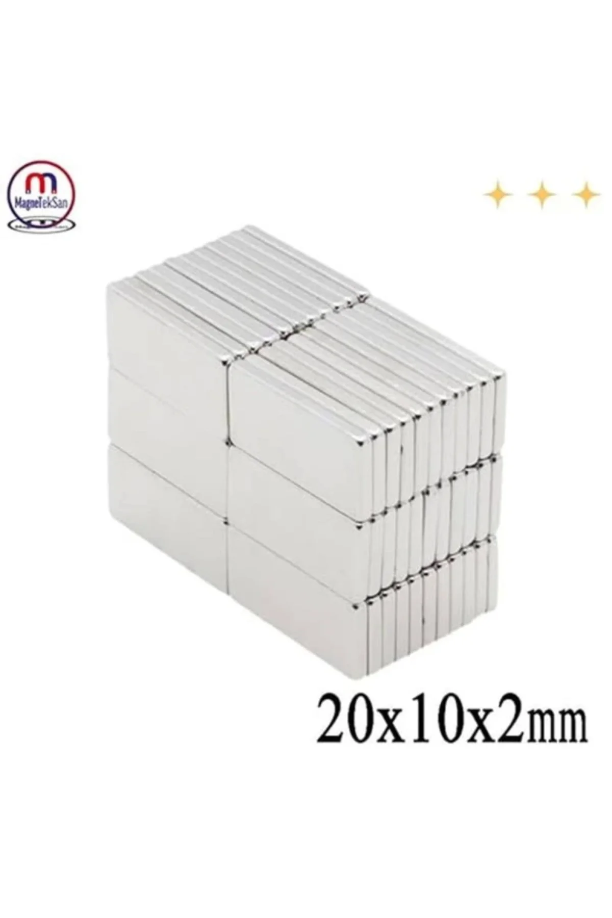 Neodyum Mıknatıs Dikdörtgen 20x10x2 mm (5 Adet Set)