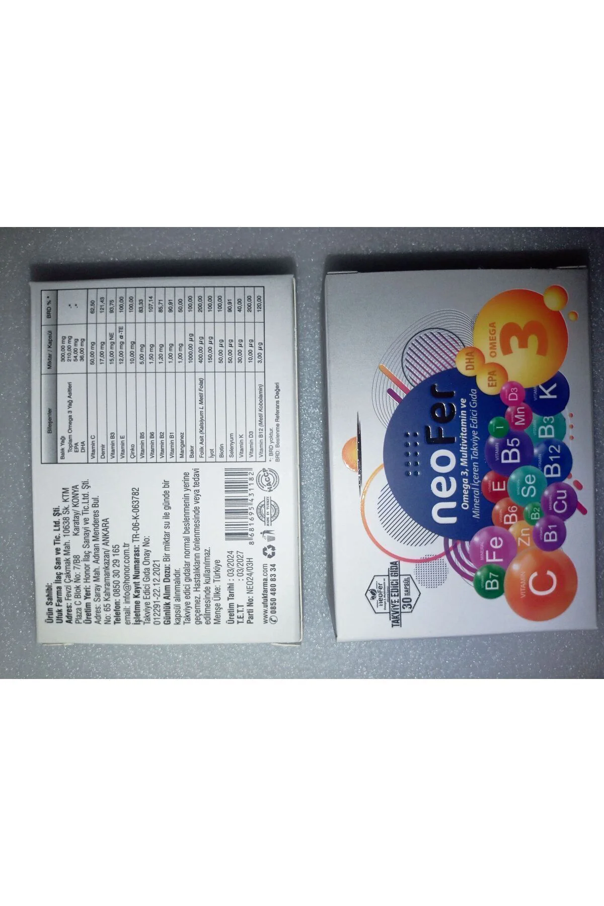 NEOFER 30KP MULTİVİTAMİN MİNERAL 2 KUTU