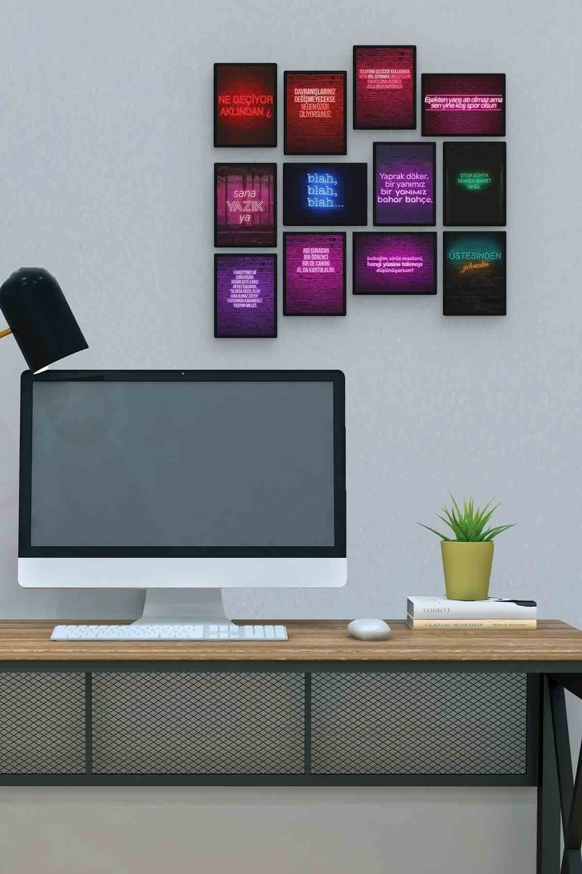 Neon 12 Parça Mdf (ahşap) Tablo Ofis Boyu 